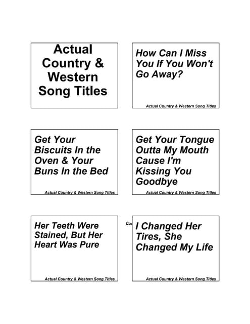 Country western song titles